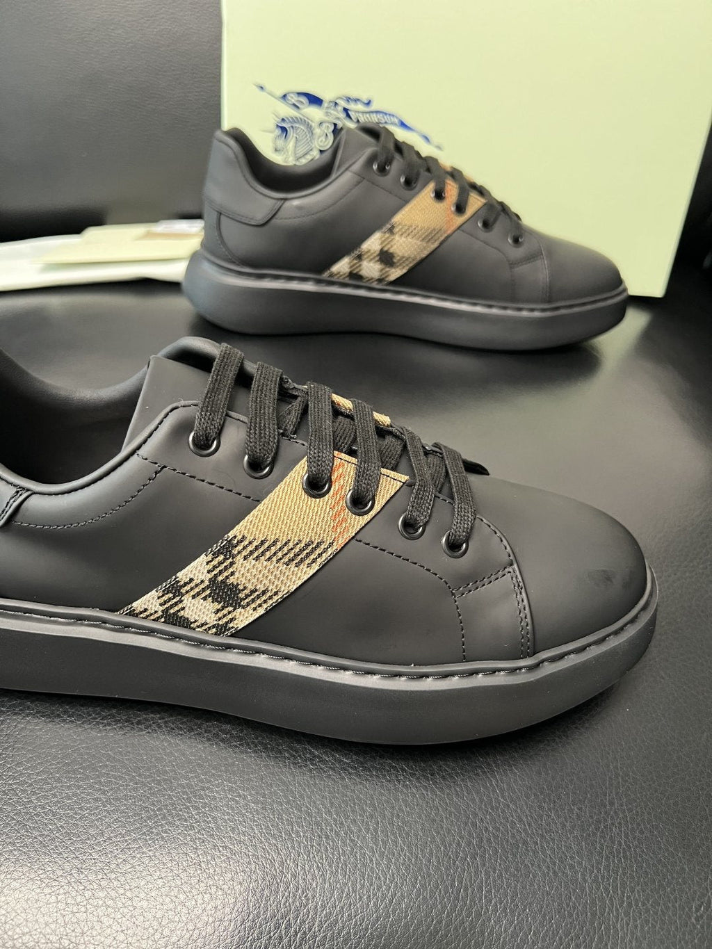 BURBERRY Check-Panel Low-Top Sneakers — detail