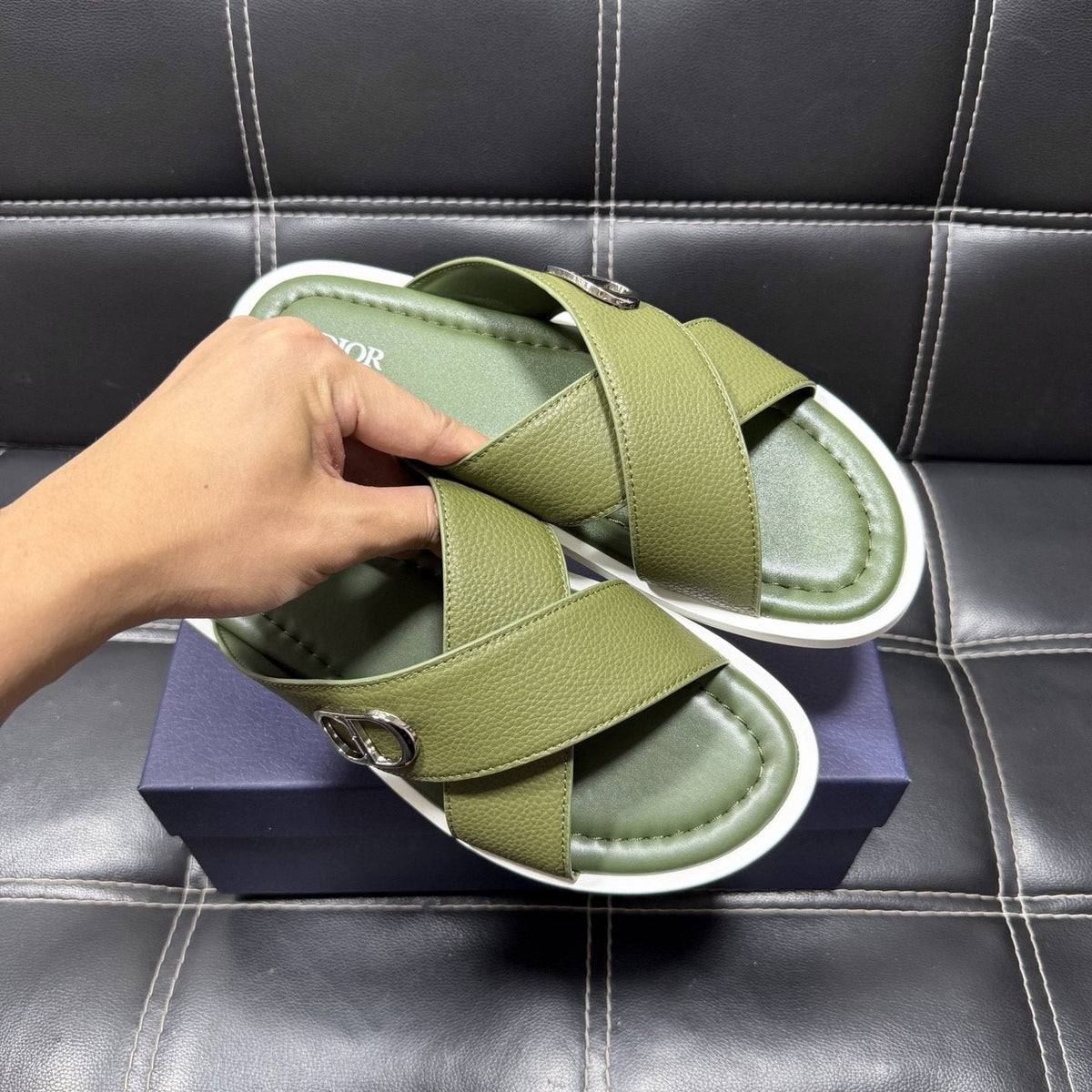 Dior Cross-Strap Slide Sandals — model
