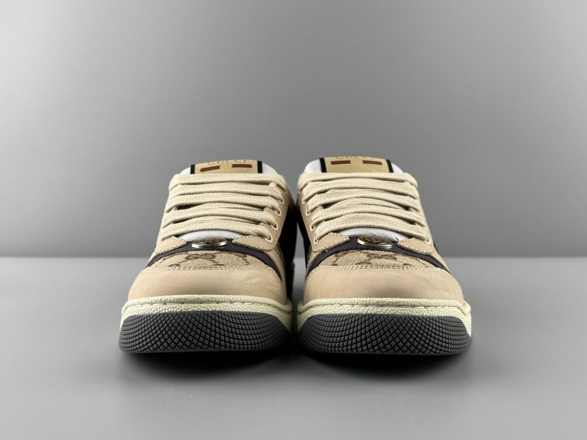 Gucci Beige Web Stripe Sneakers — front