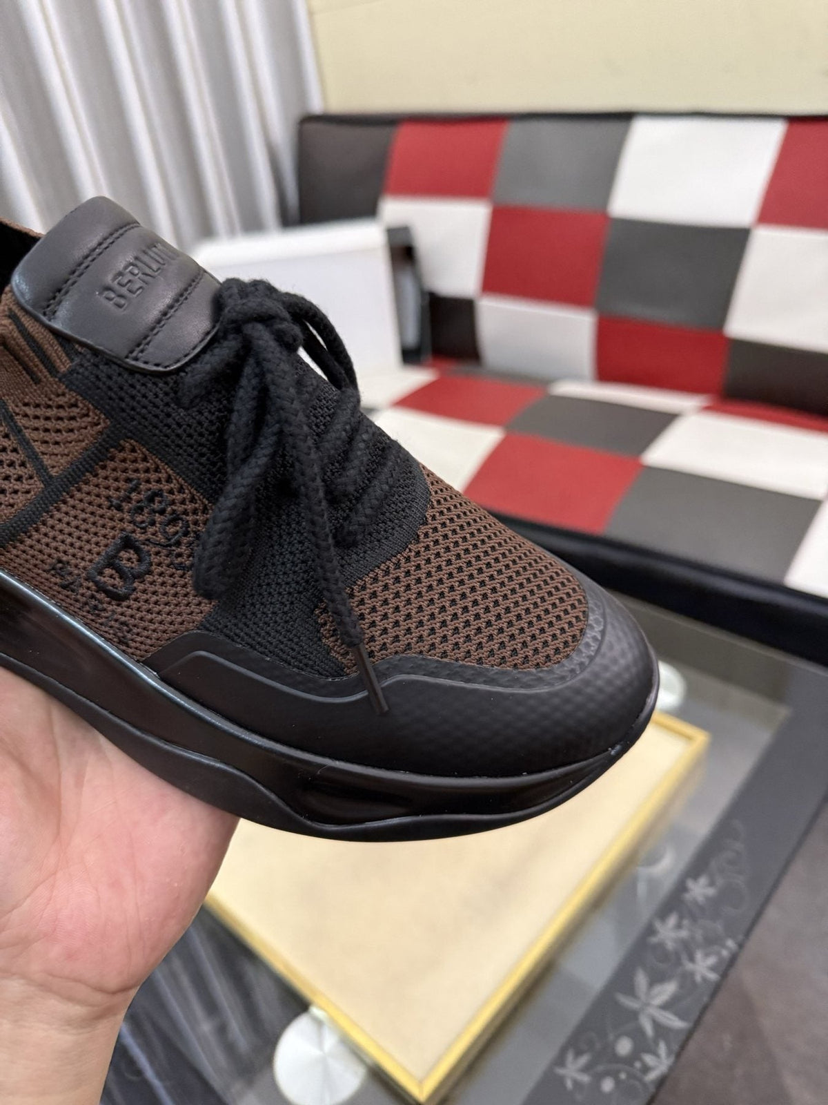 BERLUTI Mesh-Panel Lace-Up Sneakers — detail