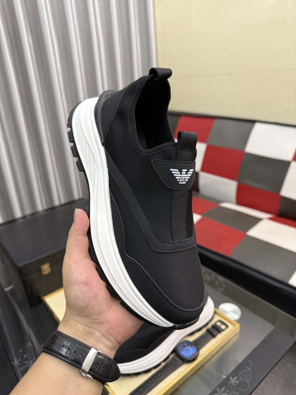 Armani Layered Slip-On Sneakers — side