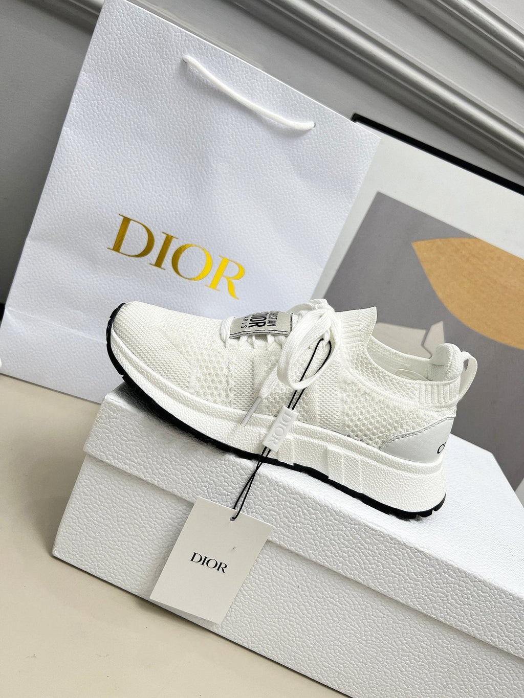 Dior Knit Lace-Up Sneakers — side