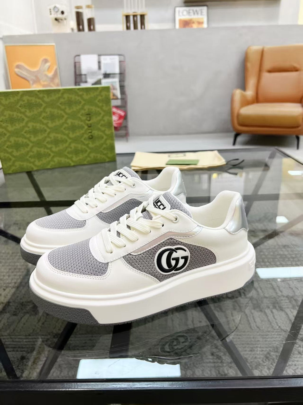 Gucci Black and White Low-Top Sneakers — front