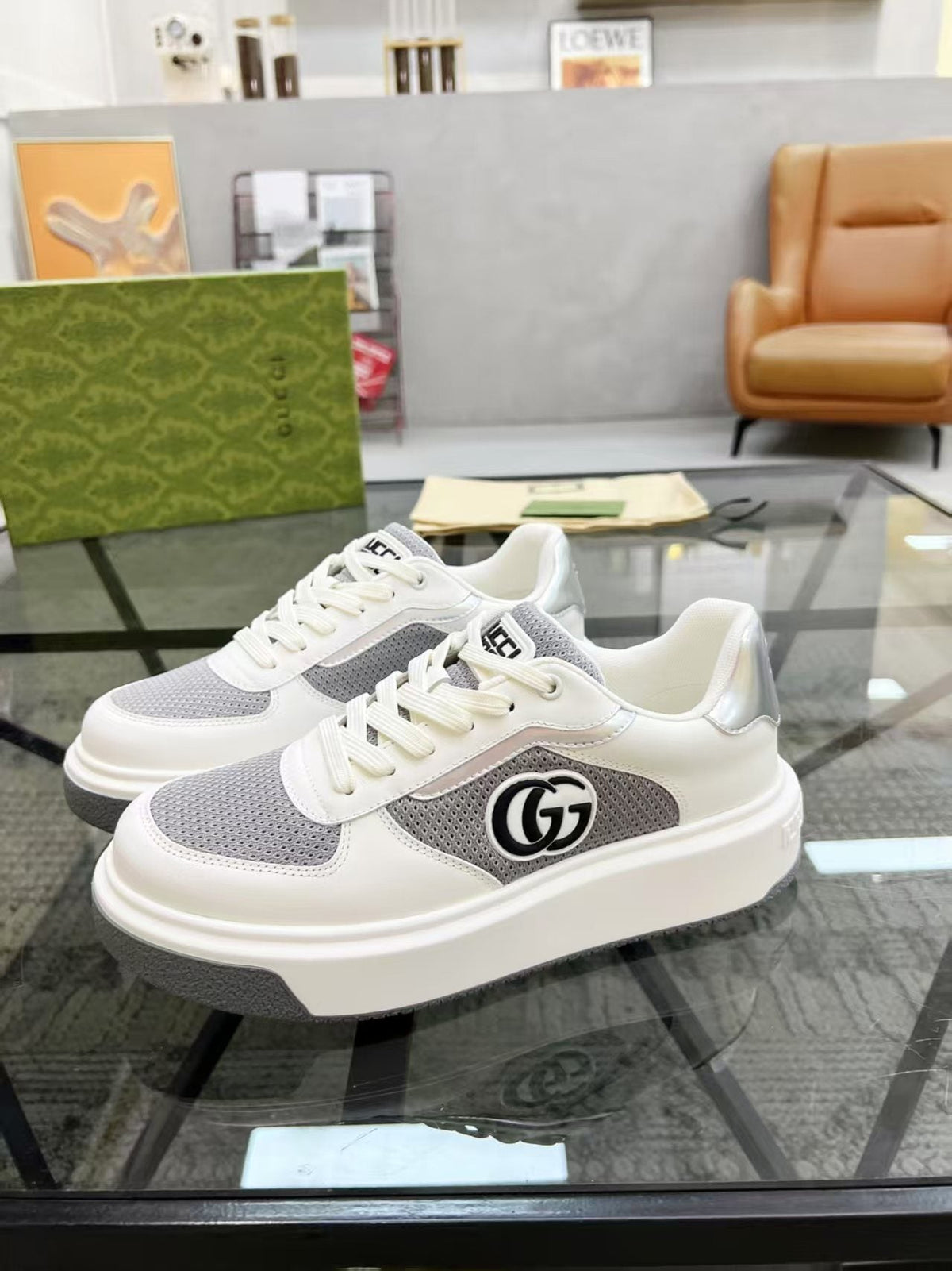 Gucci Black and White Low-Top Sneakers — front