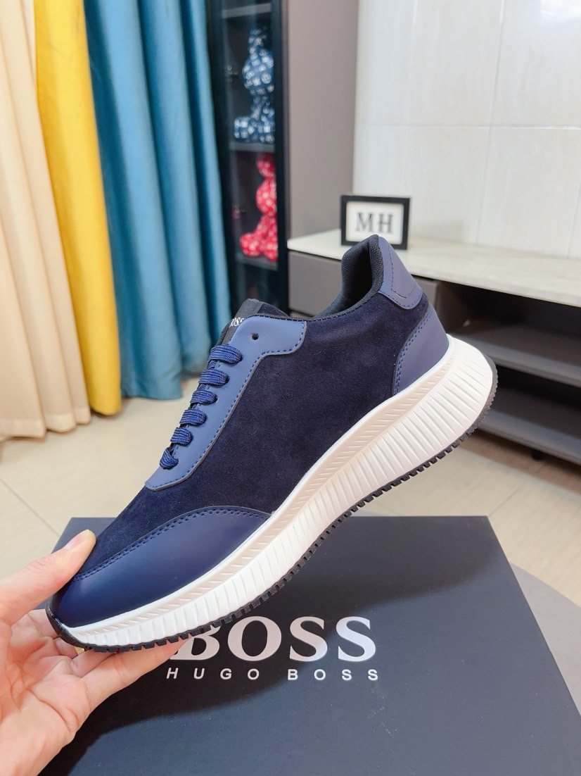 BOSS Olive Green Low-Top Sneakers — side