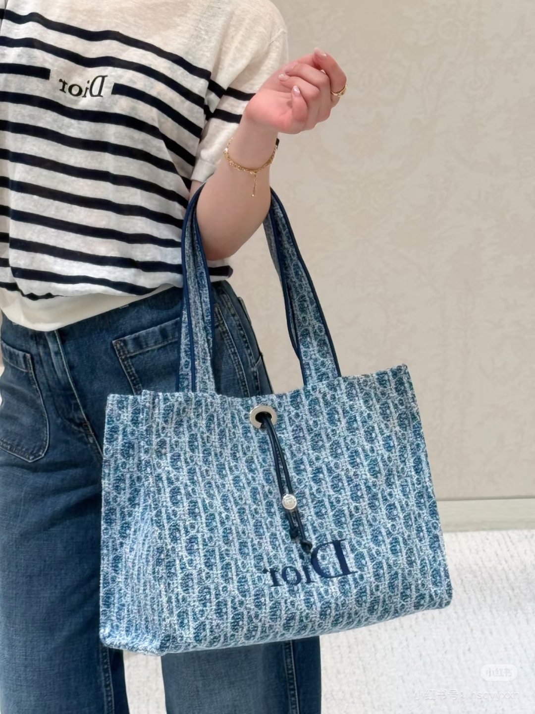 Dior Book Tote Blue Monogram Tote Bag — model