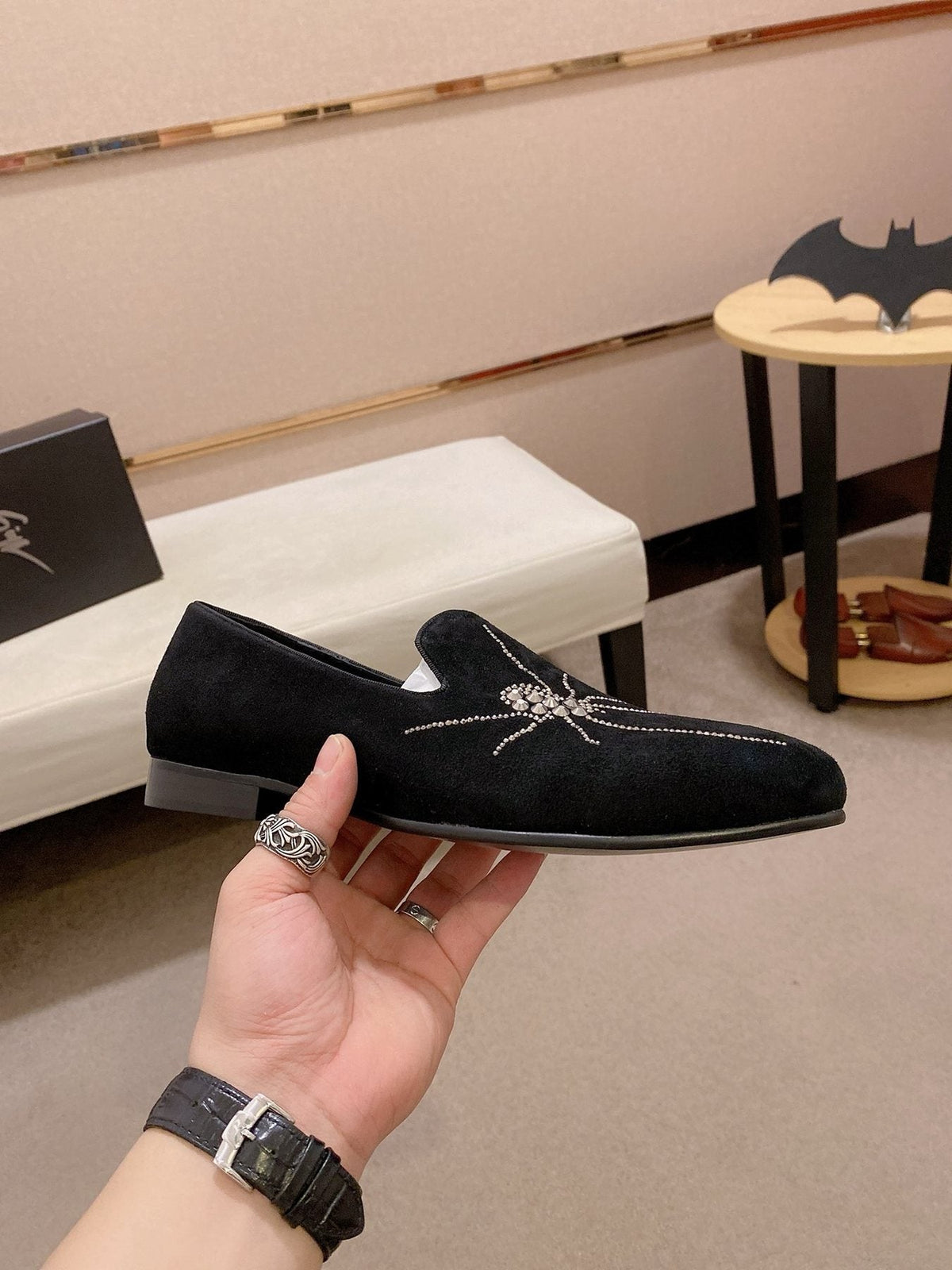Giuseppe Zanotti Black Spider Loafers — side