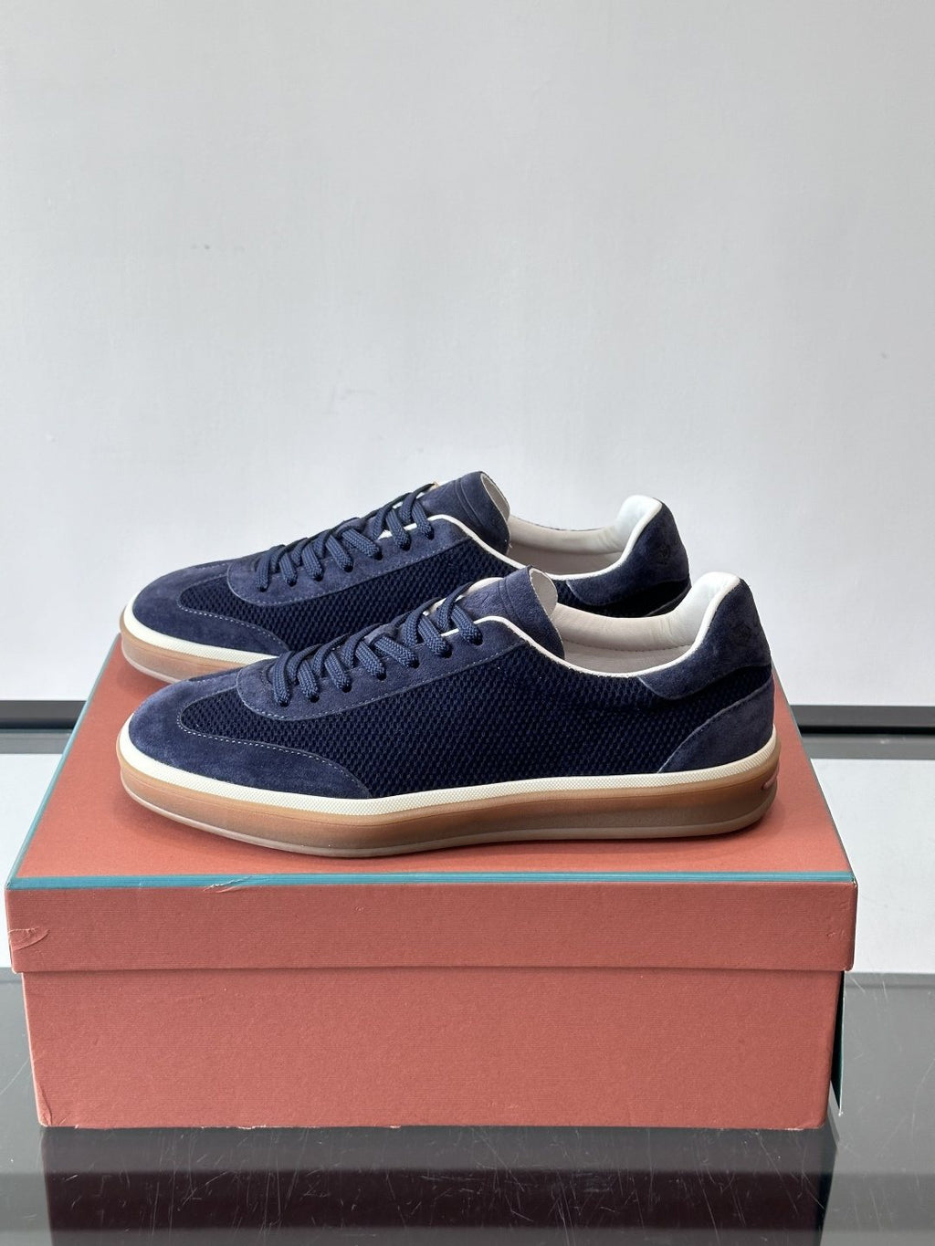 Loro Piana Black Cream Sole Sneakers — side