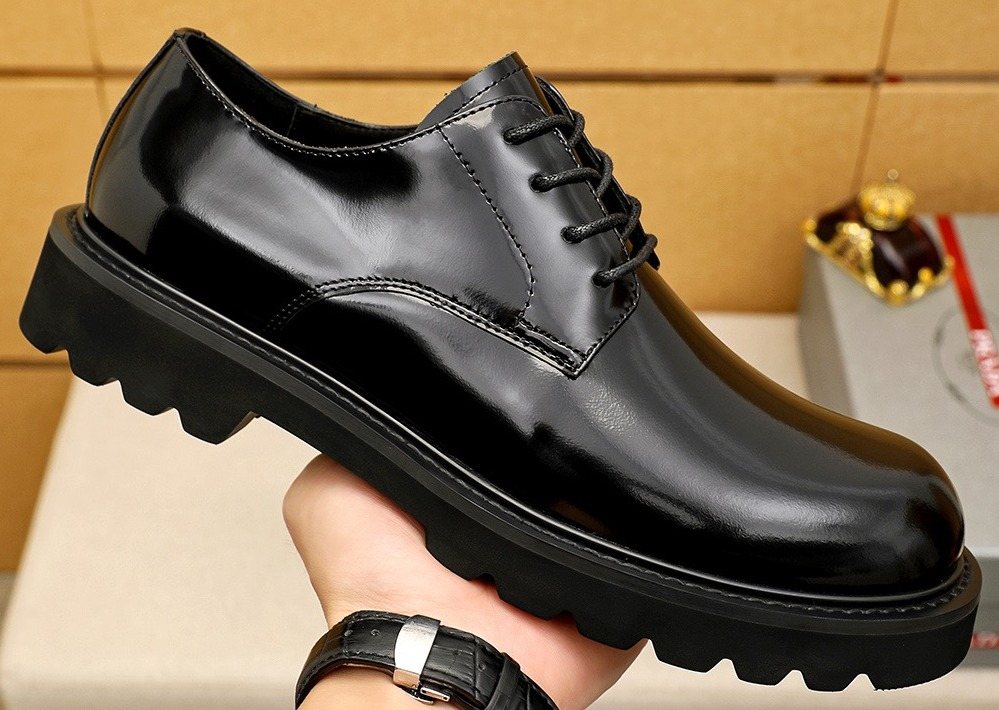 PRADA Glossy Lug Sole Derby Shoes — hero