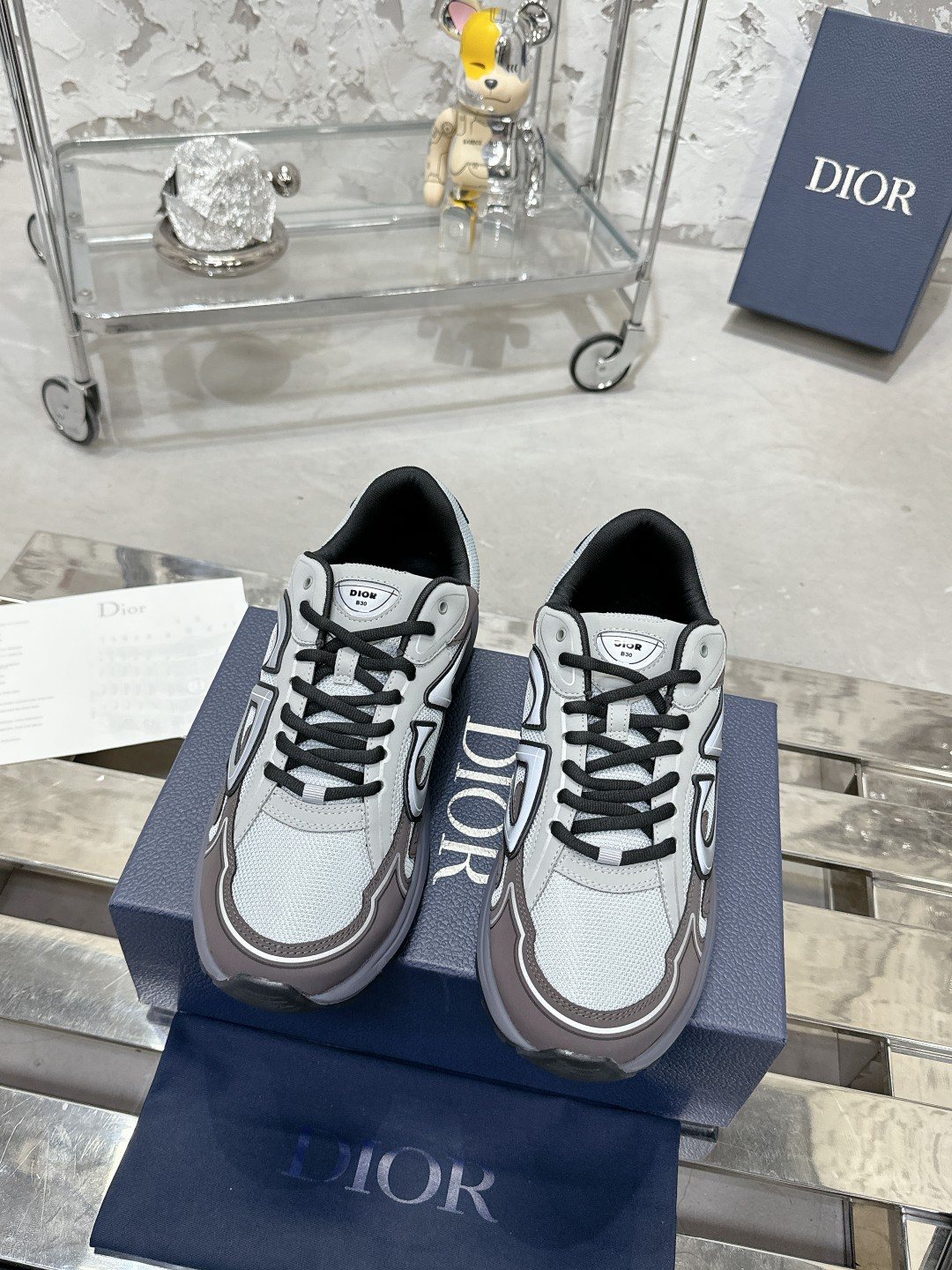 Dior Black, Gray and White Low-Top Sneakers — front