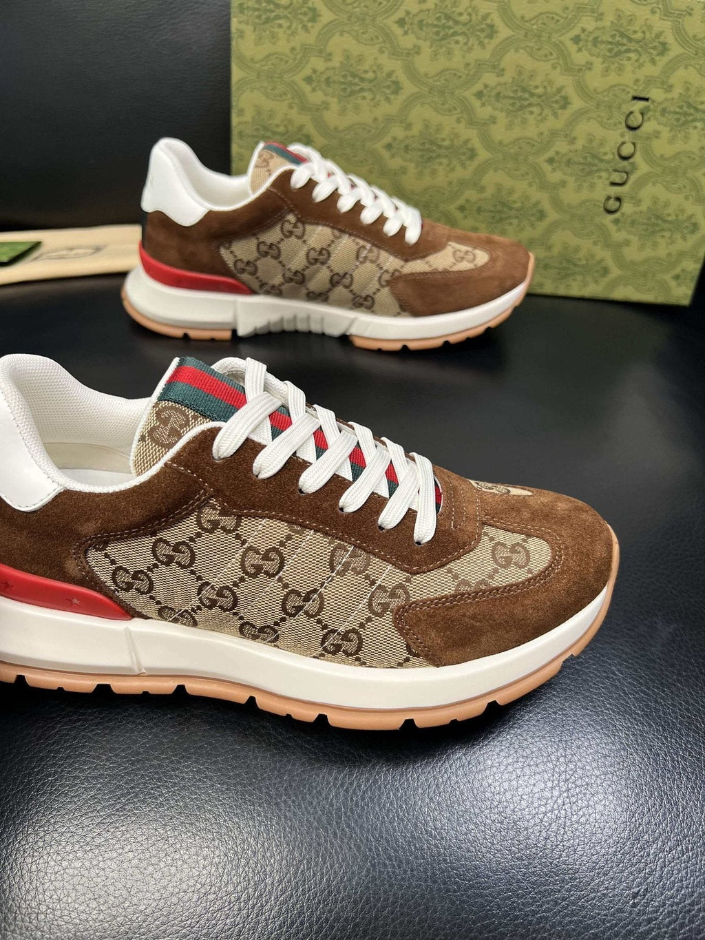 Gucci Monogram Panel Low-Top Sneakers — side