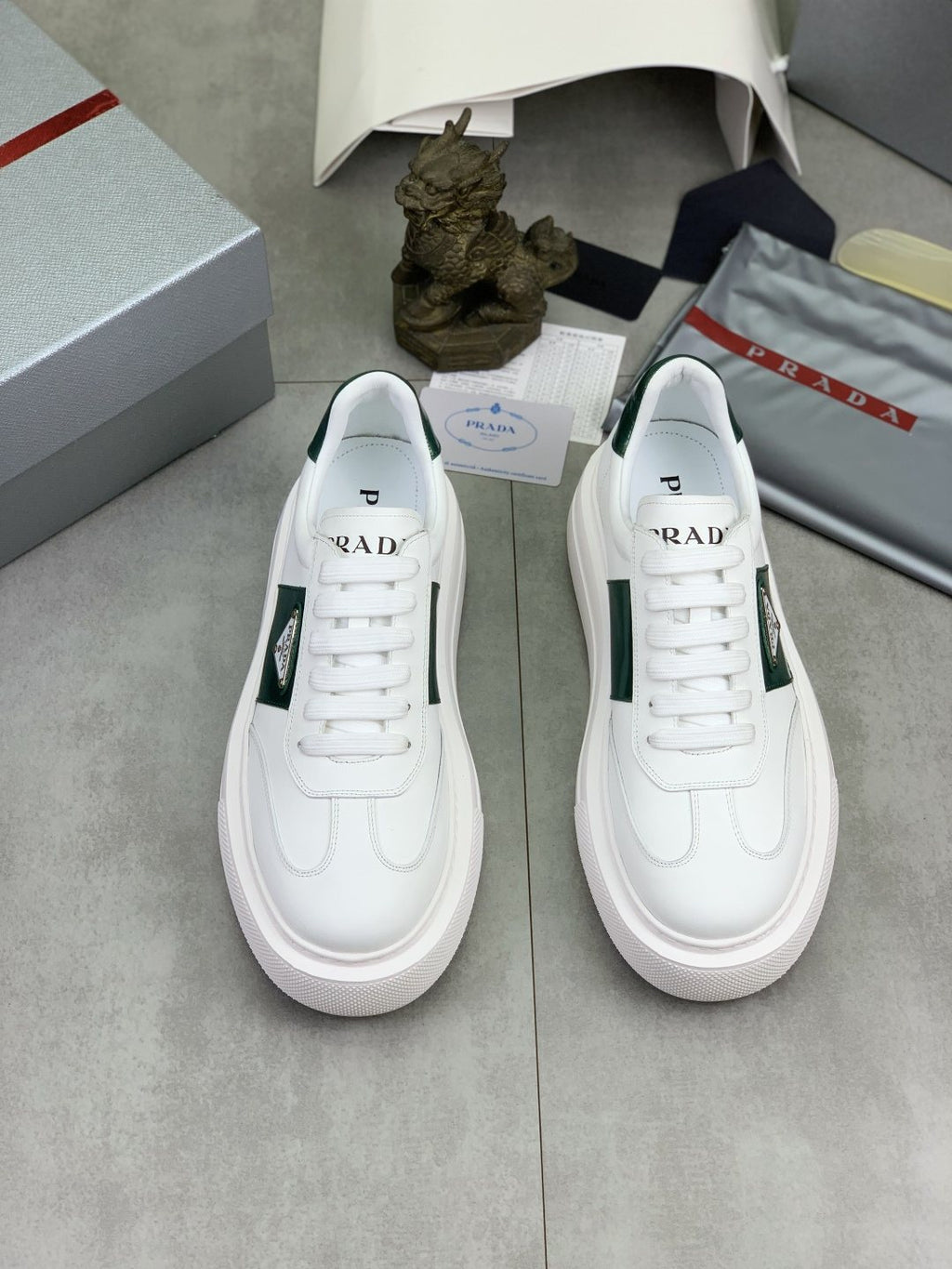 Prada Triangle Panel Low-Top Sneakers — front