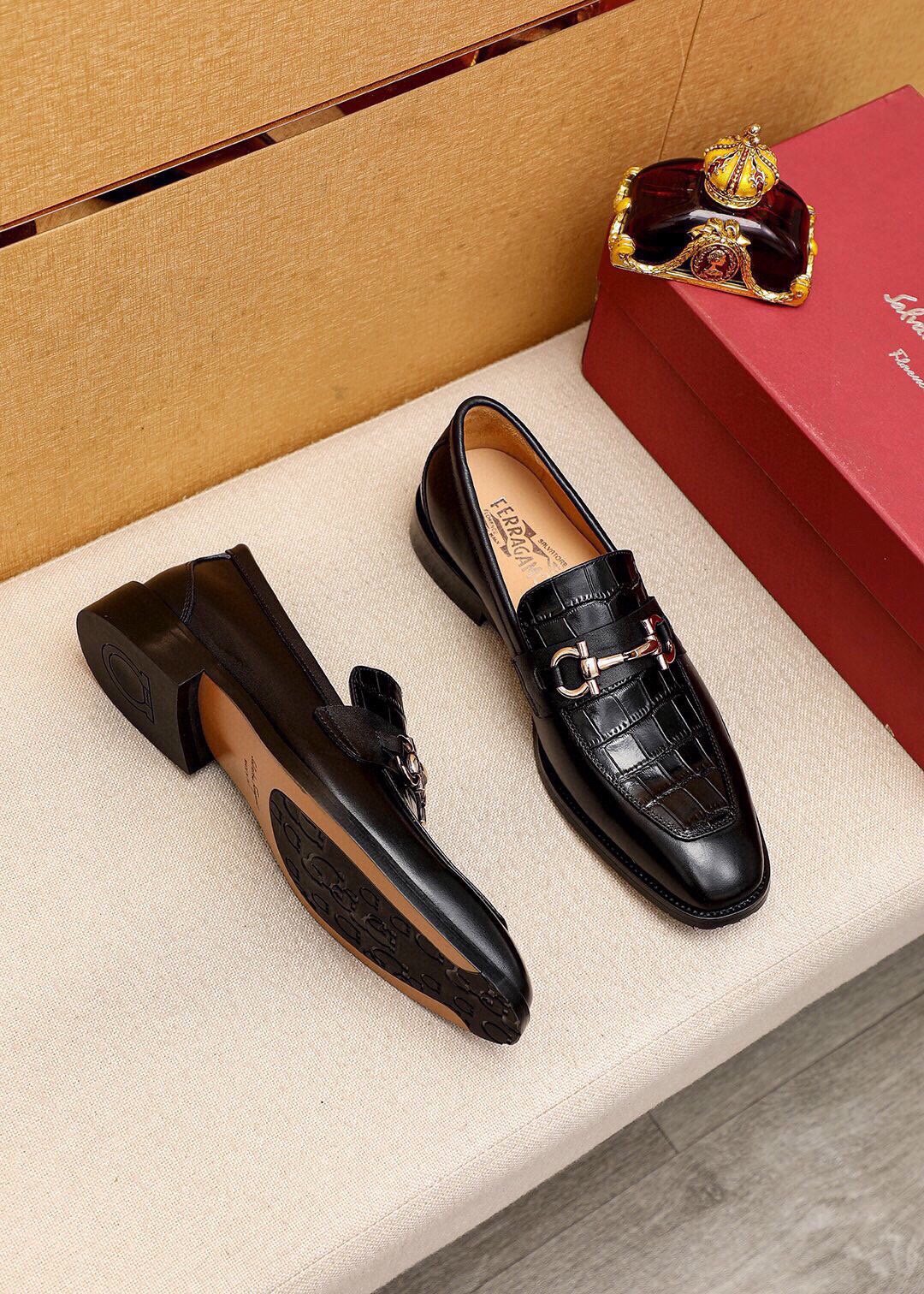 Ferragamo Embossed Bit Loafers — front