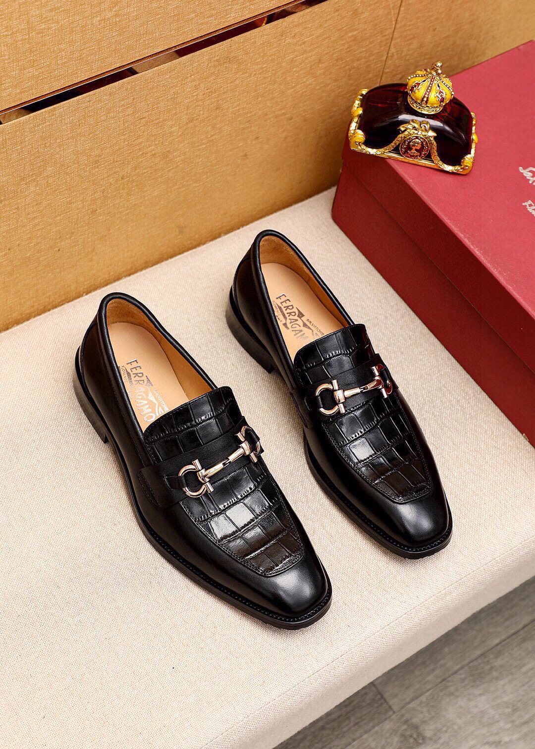 Ferragamo Embossed Bit Loafers — hero