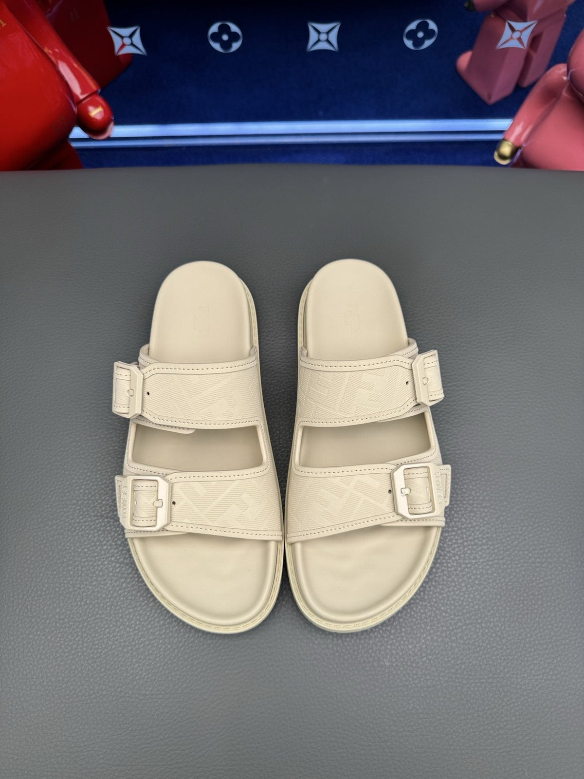 Fendi Two-Buckle Slide Sandals — front
