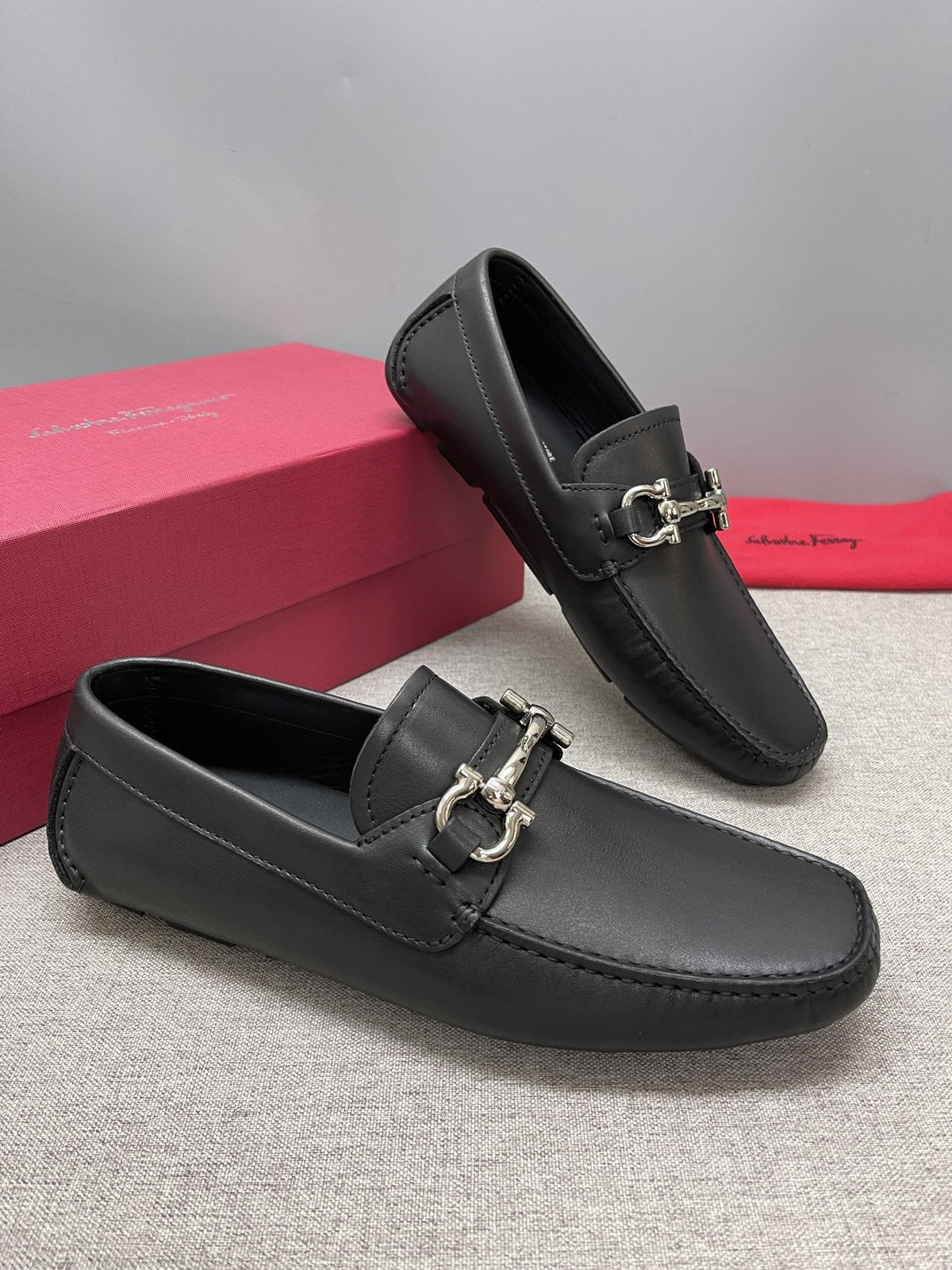 Ferragamo Metal-Hardware Driving Loafers — side