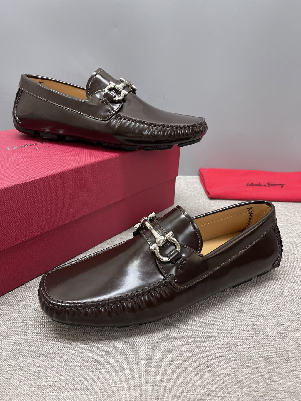 Ferragamo Metal-Hardware Driving Loafers — side