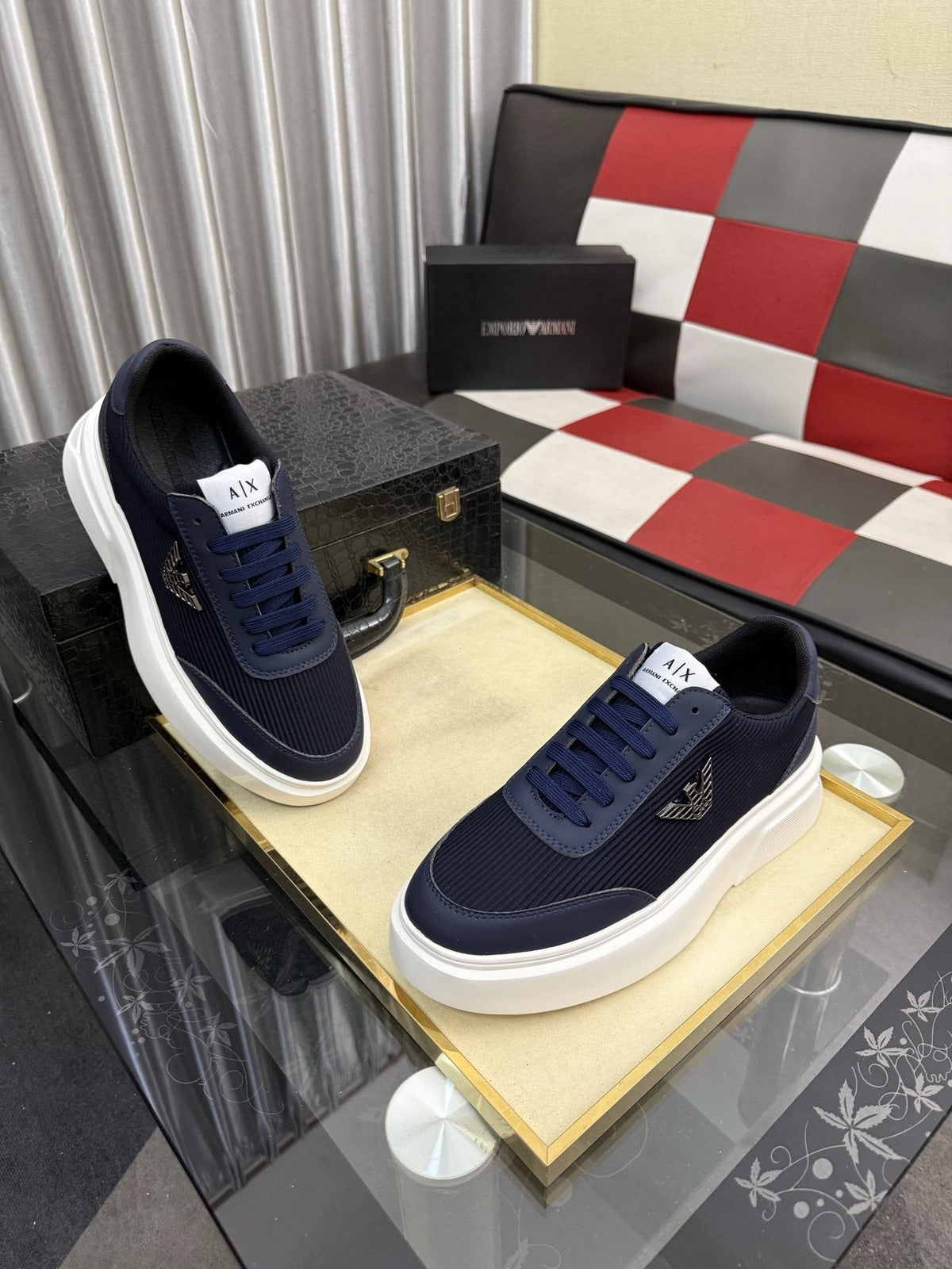 Armani Exchange Mesh Panel Sneakers — front