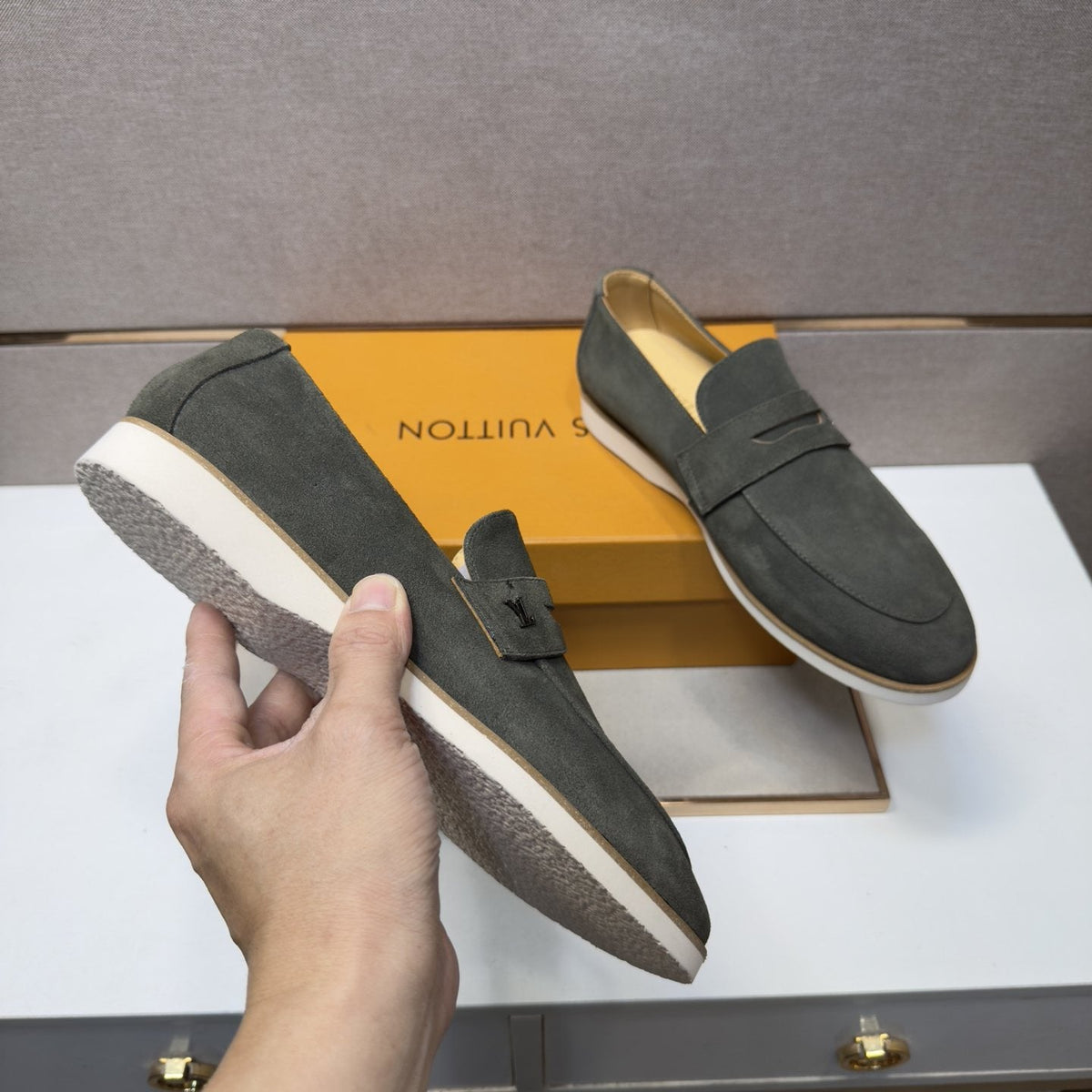 Louis Vuitton Men's Vamp-Strap Loafers — detail