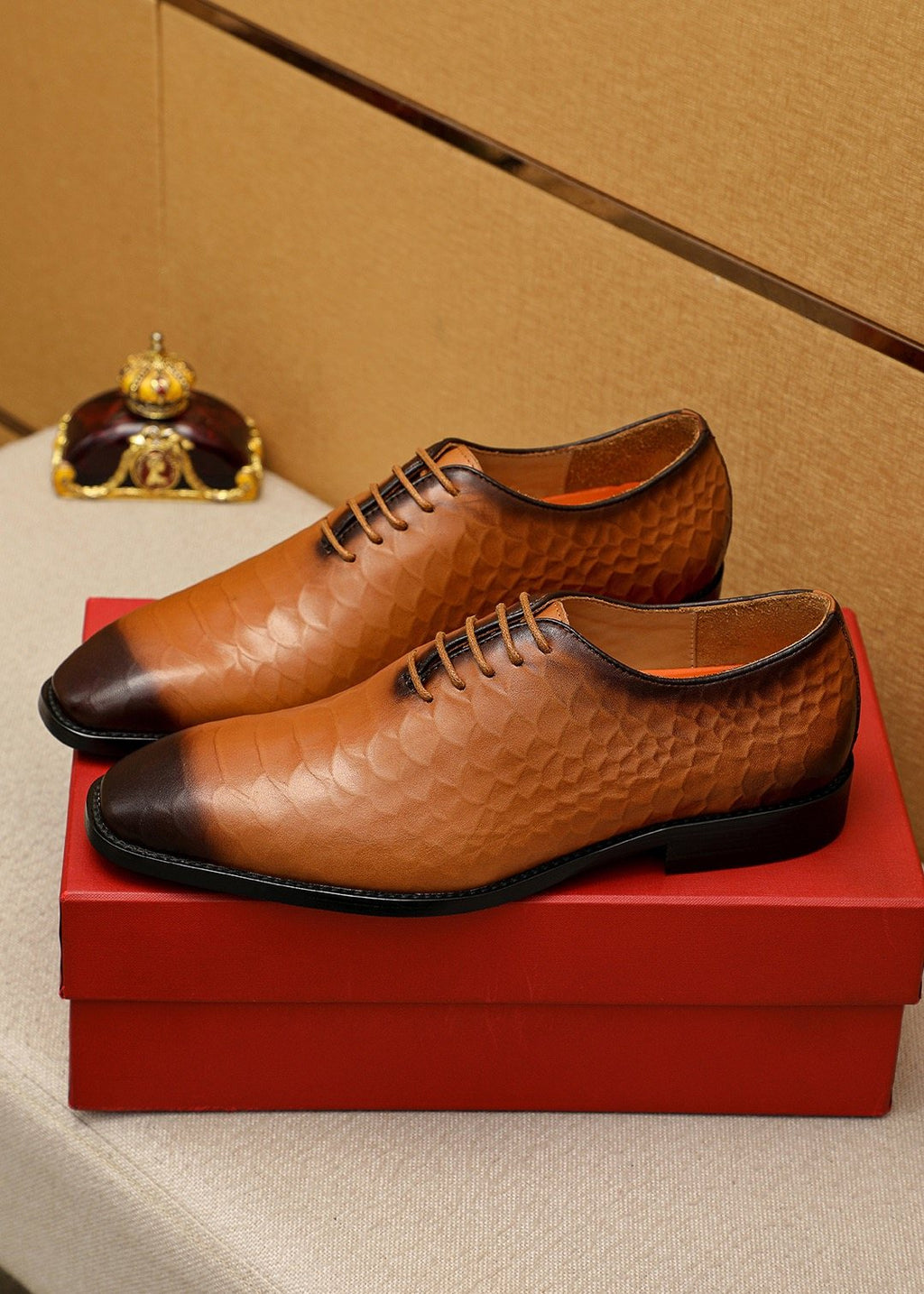 Ferragamo Textured Lace-Up Dress Shoes — front