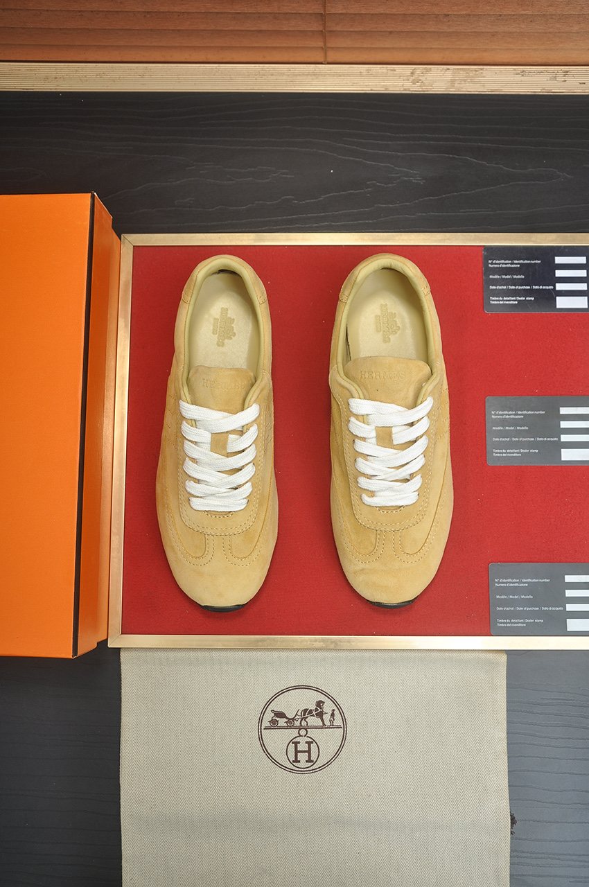 Hermes Low-Top Lace-Up Sneakers — front