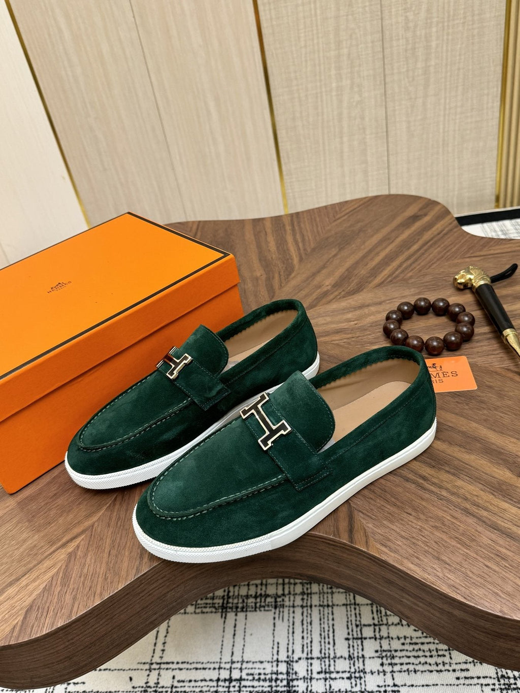 Hermès Hardware-Detail Slip-On Shoes — side