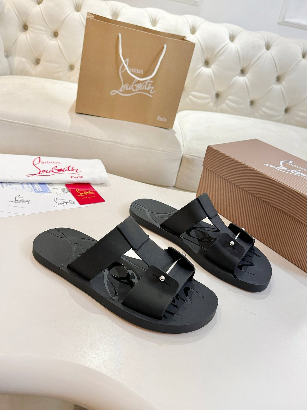 Christian Louboutin Buckle-Strap Slide Sandals — front