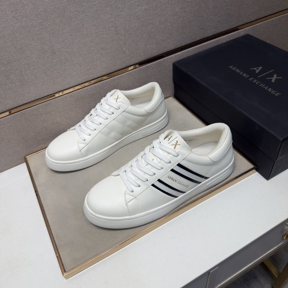Armani Striped Low-Top Sneakers — front