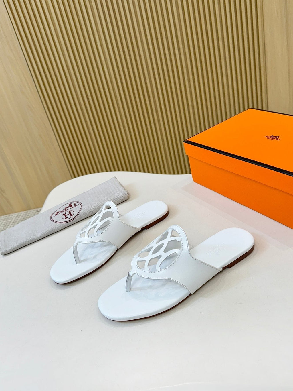 Hermès Cutout Strap Slide Sandals — front