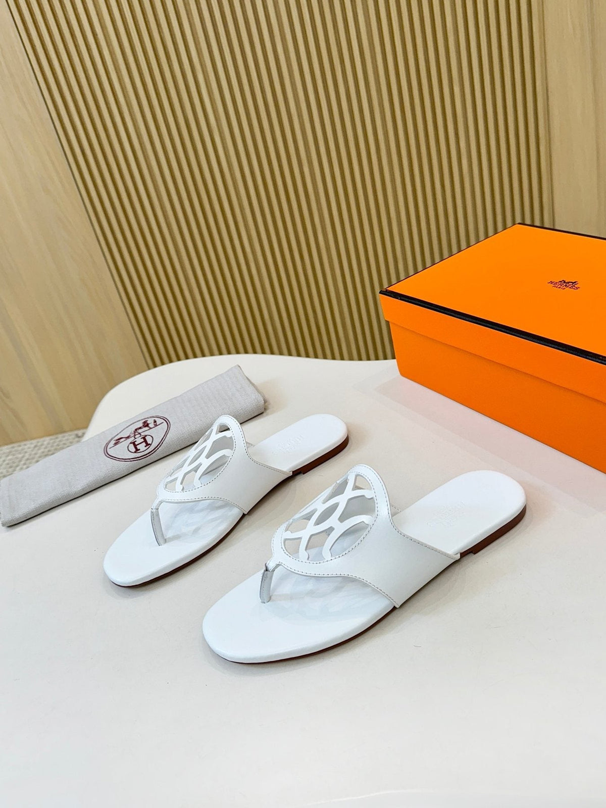 Hermès Cutout Strap Slide Sandals — front